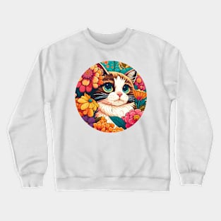 Floral Kitty - Cat Filled With Flowers Crewneck Sweatshirt